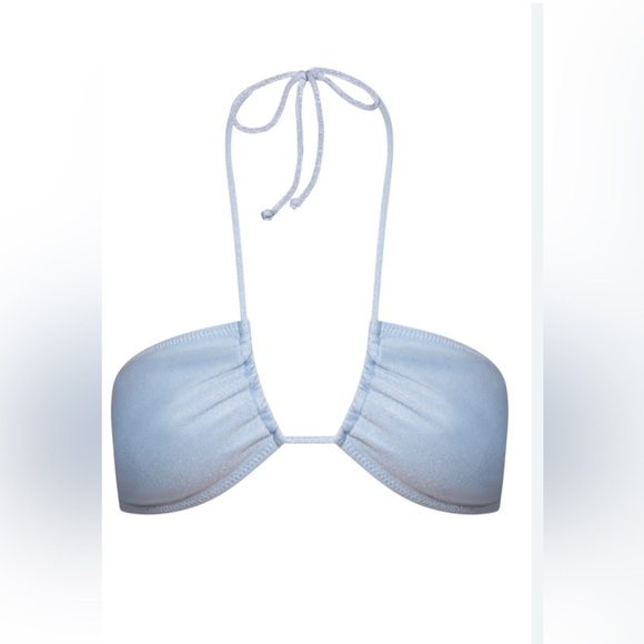 TJ SWIM HARPER CONVERTIBLE BIKINI TOP IN ICE BLUE; size M - Picture 1 of 7